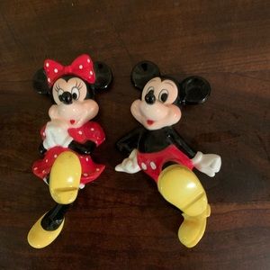 Mickey and Minnie Mouse glass figures